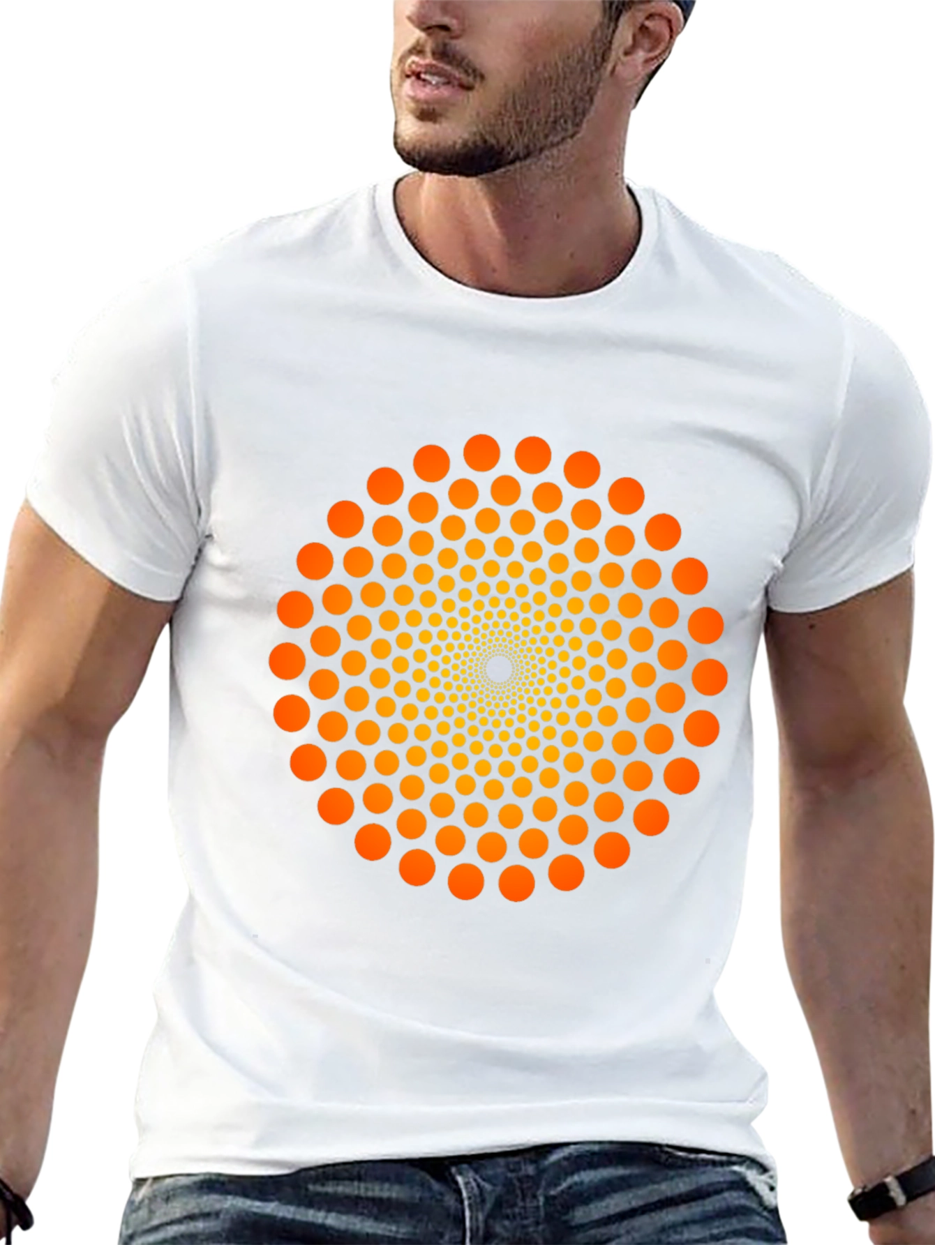 Geometric Dot Swirl T-Shirt - Eye-Catching Design