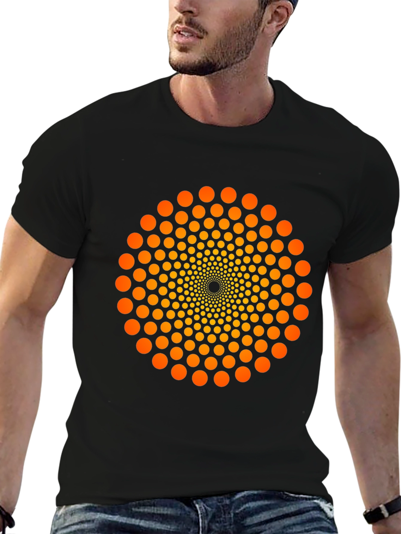Geometric Dot Swirl T-Shirt - Eye-Catching Design