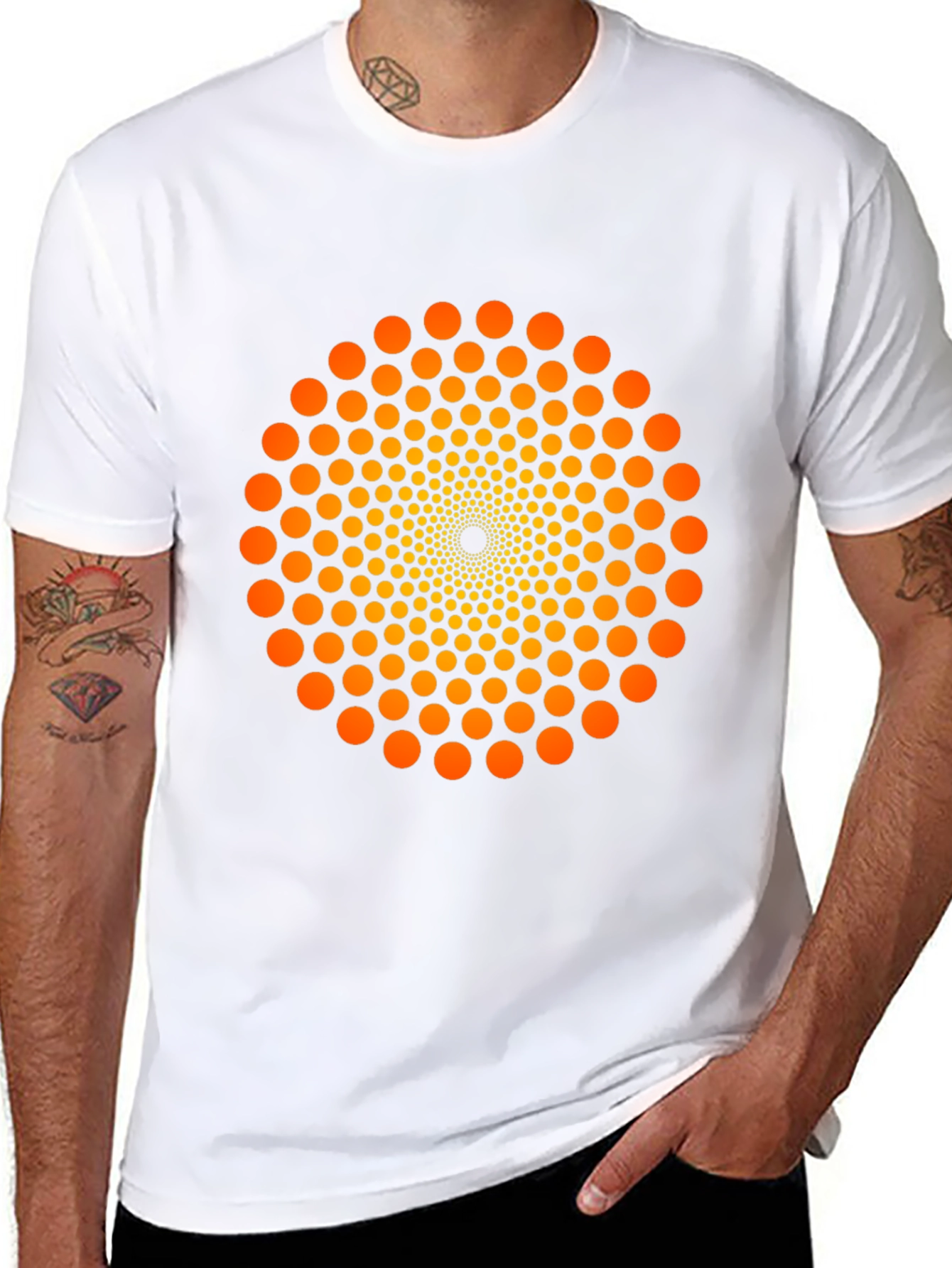 Geometric Dot Swirl T-Shirt - Eye-Catching Design
