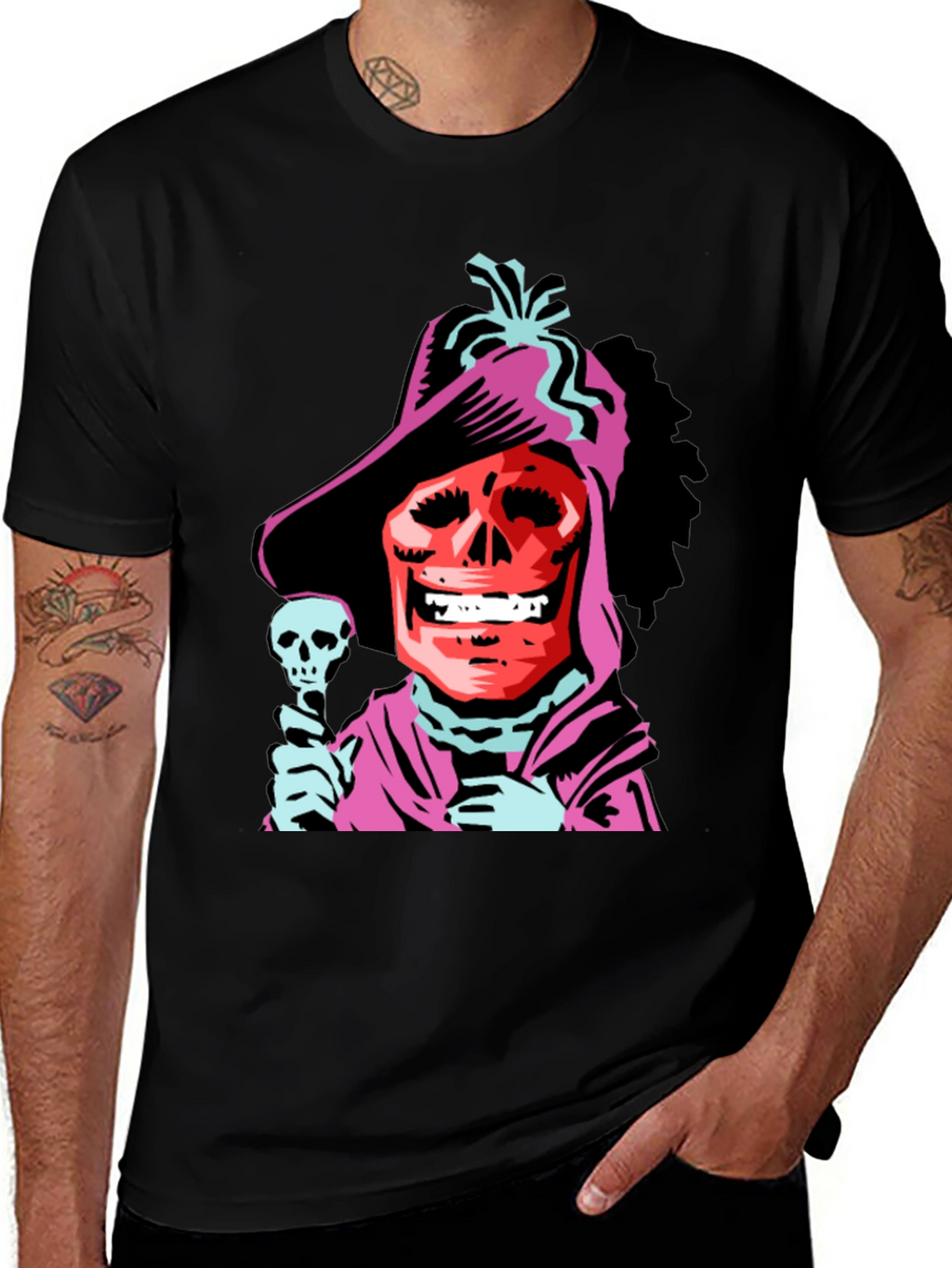 Skull Character Black Graphic Tee