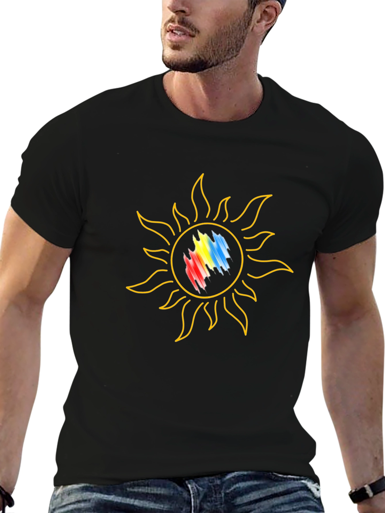 Sun Graphic Tee - Black Cotton Comfort