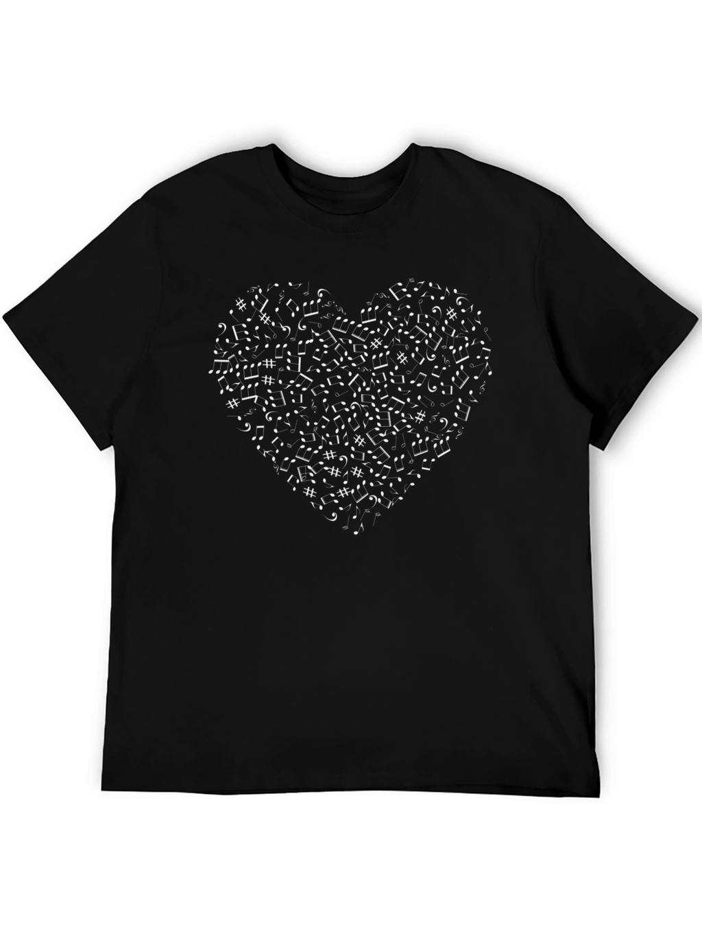Music Heart Graphic T-Shirt - Black Cotton Tee