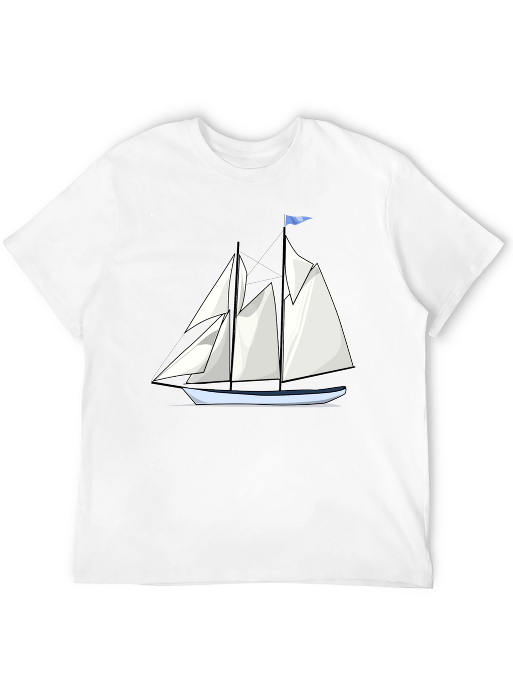 Sailboat Graphic Tee - Black Cotton T-Shirt