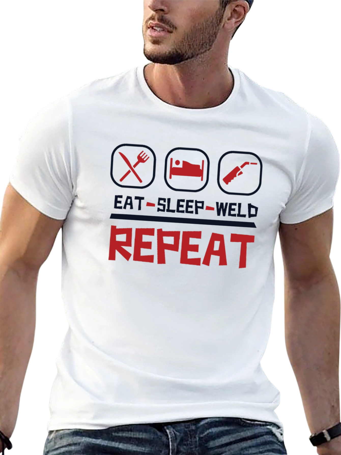 Eat Sleep Weld Repeat T-Shirt - Black