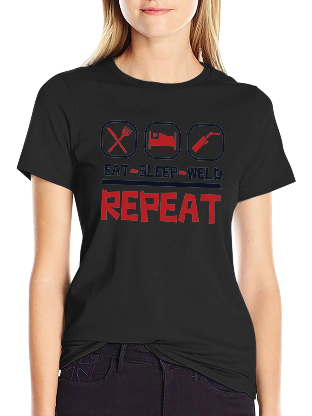 Eat Sleep Weld Repeat T-Shirt - Black