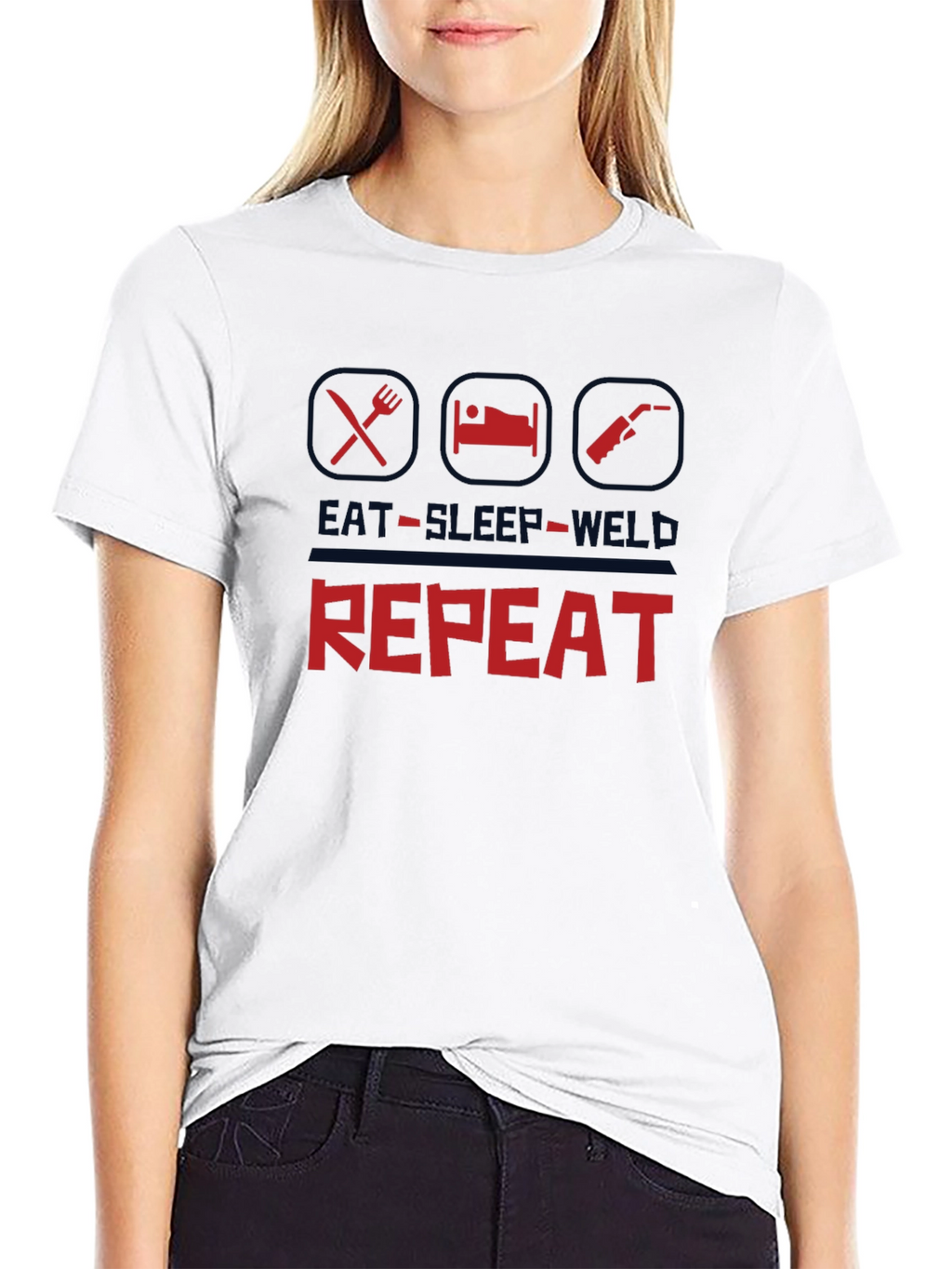 Eat Sleep Weld Repeat T-Shirt - Black