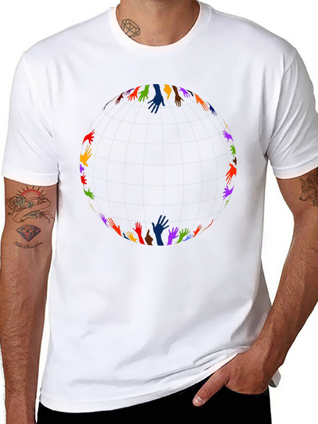 Unity Hands Black T-Shirt - Celebrate Diversity