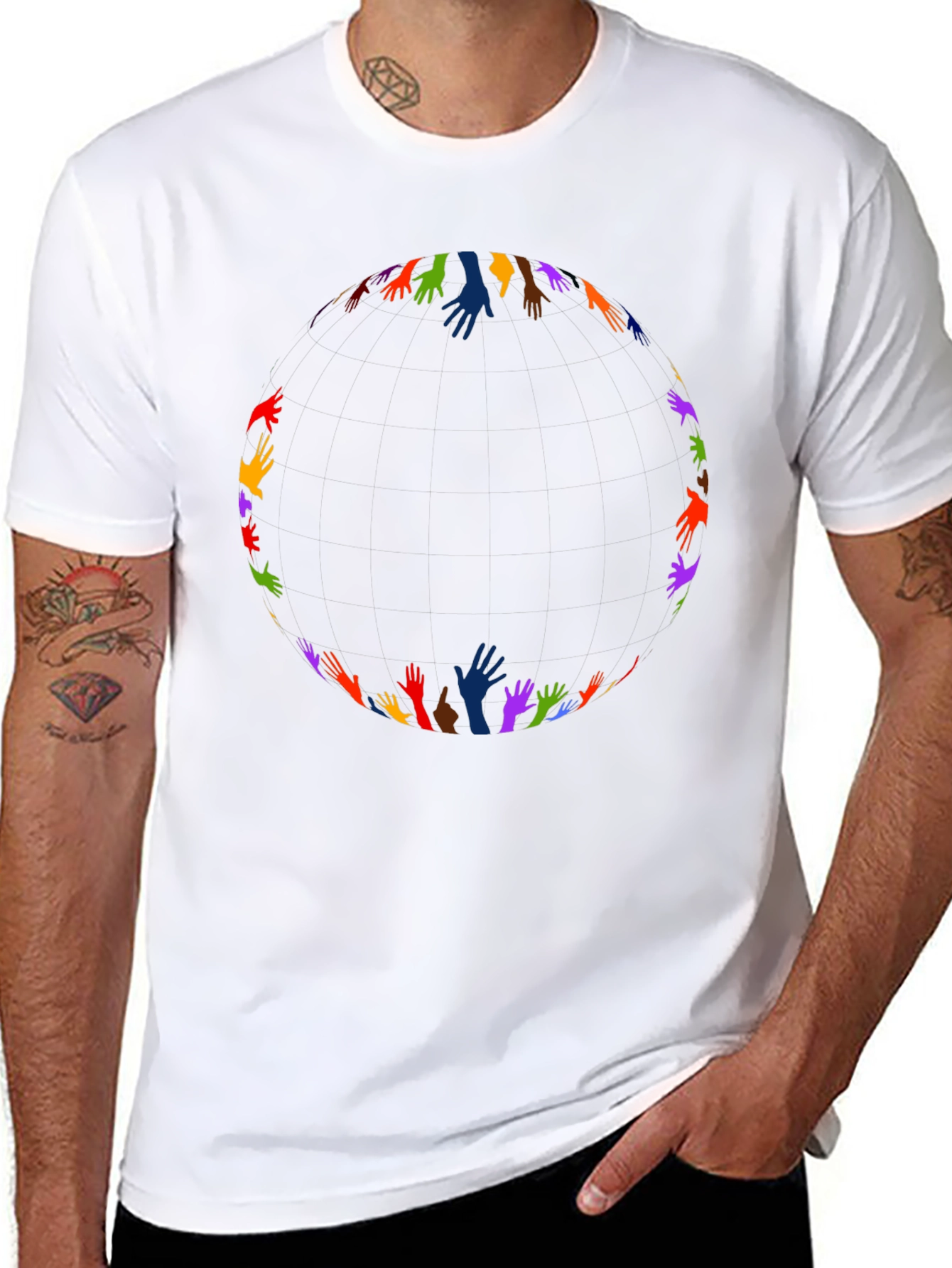 Unity Hands Black T-Shirt - Celebrate Diversity