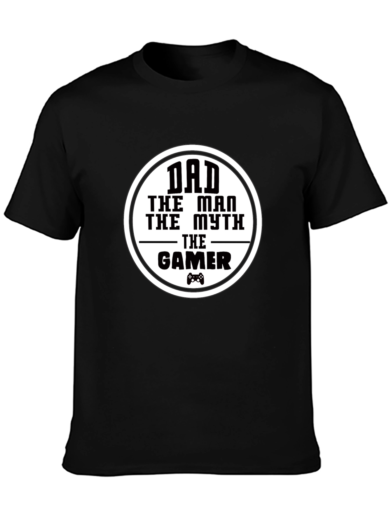 Dad The Man Myth Gamer - Black Graphic T-Shirt