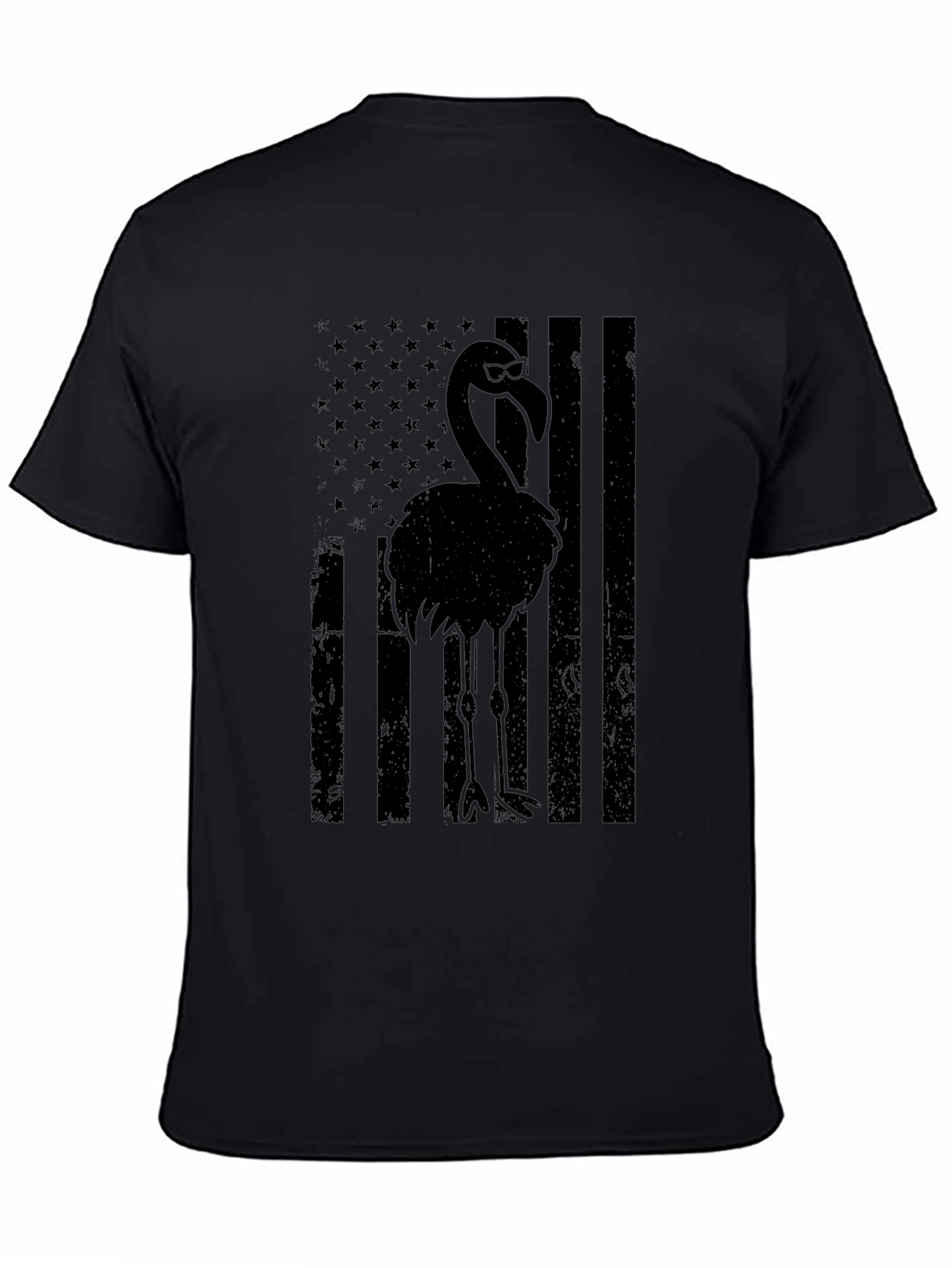 Black Flamingo American Flag Graphic Tee