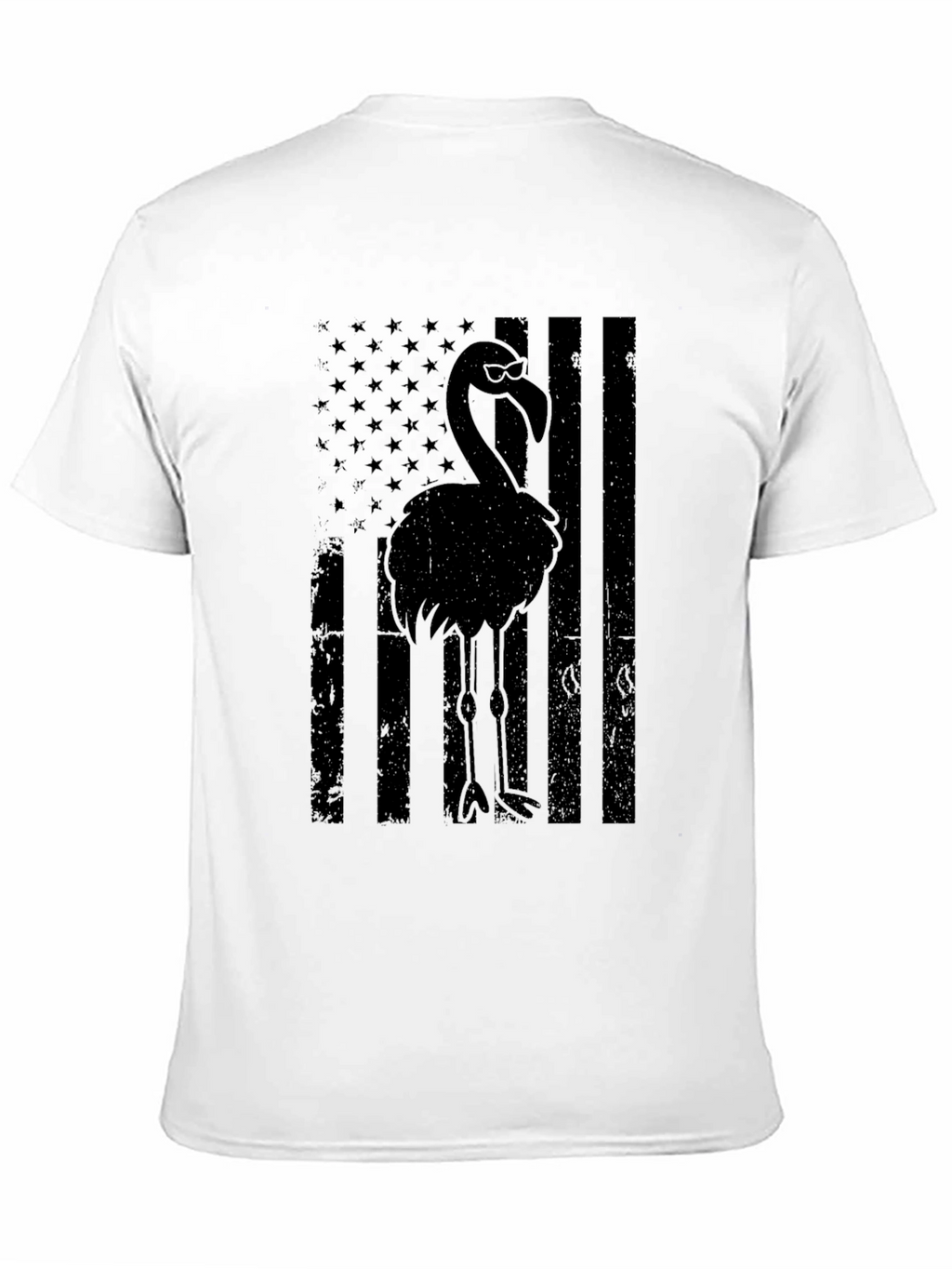 Black Flamingo American Flag Graphic Tee
