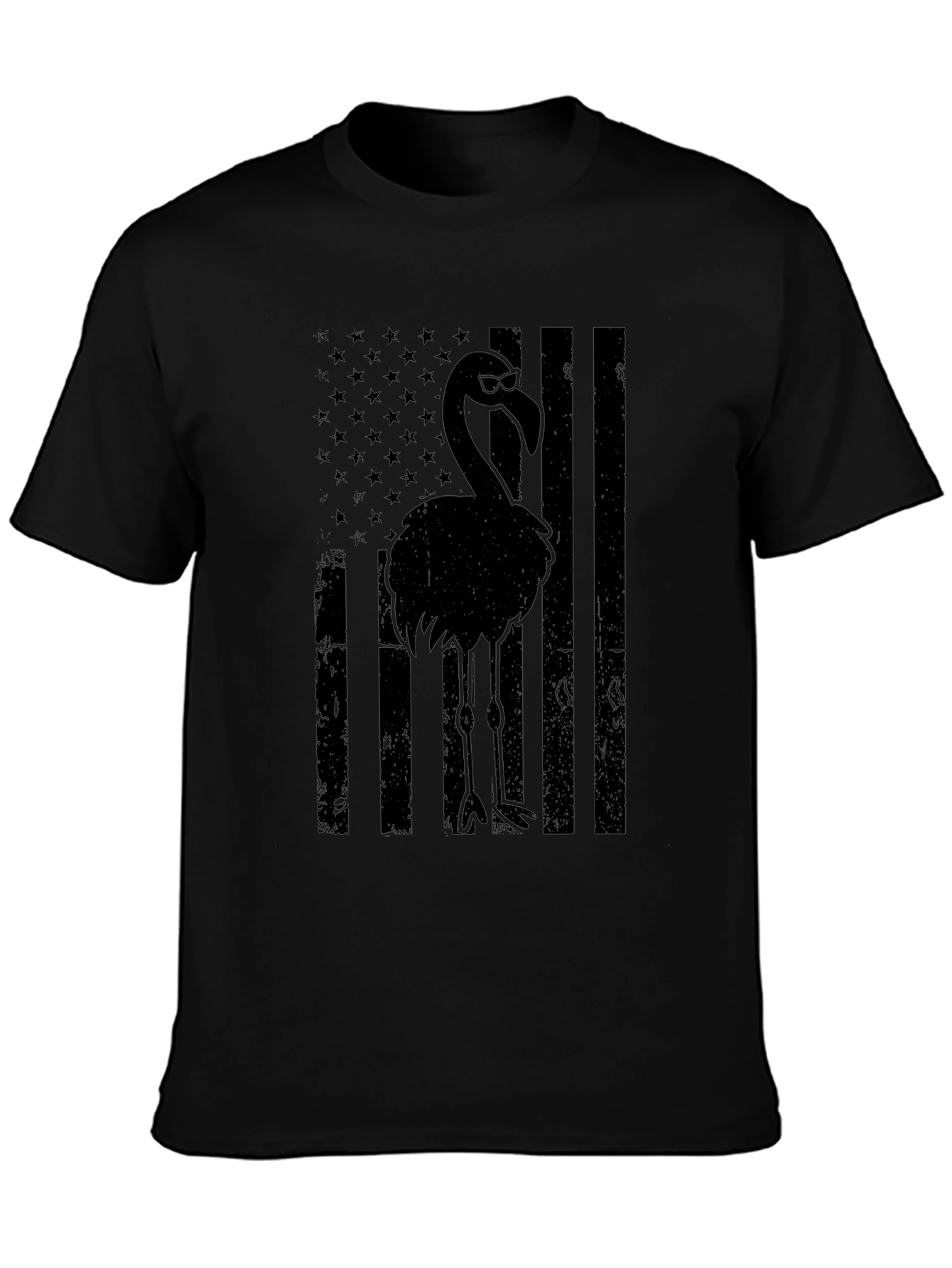 Black Flamingo American Flag Graphic Tee