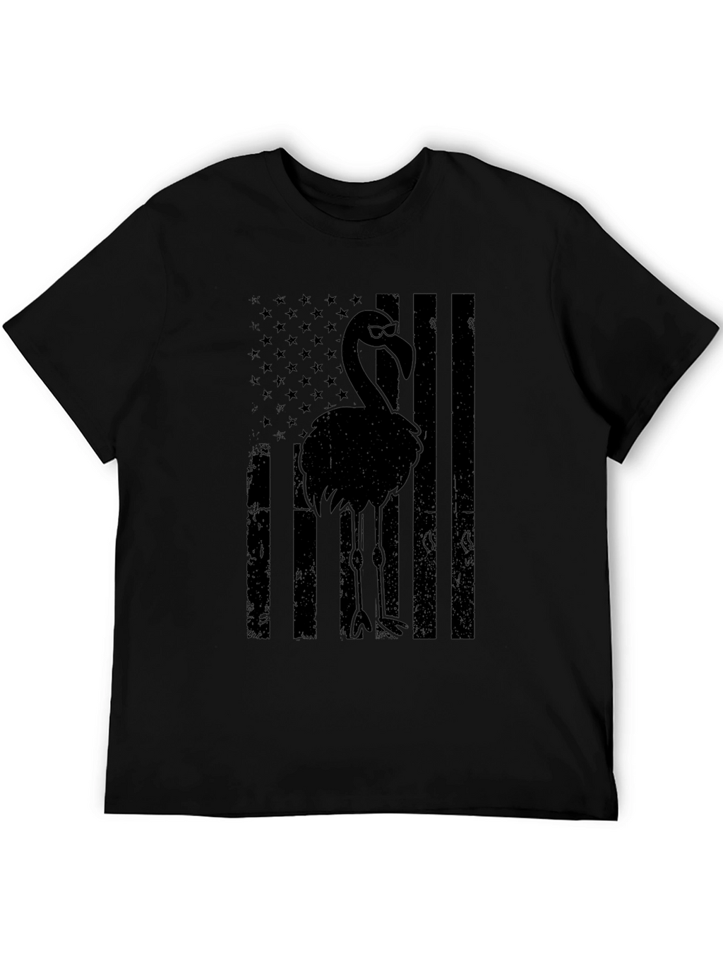 Black Flamingo American Flag Graphic Tee