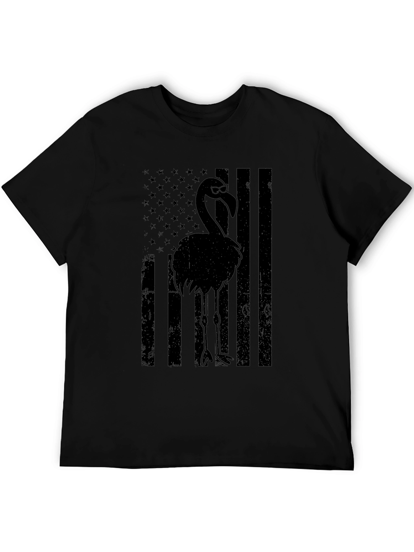 Black Flamingo American Flag Graphic Tee