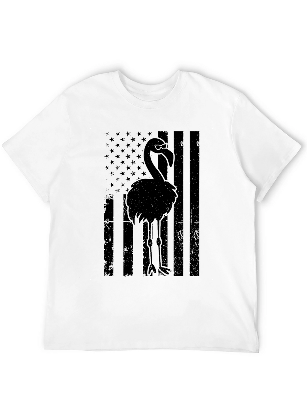 Black Flamingo American Flag Graphic Tee