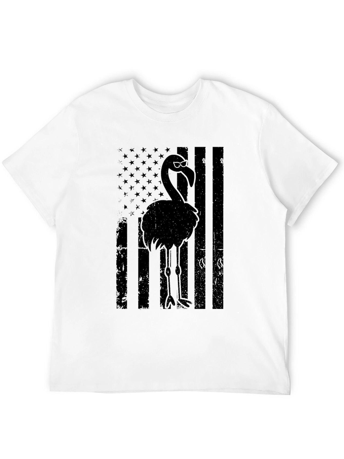 Black Flamingo American Flag Graphic Tee