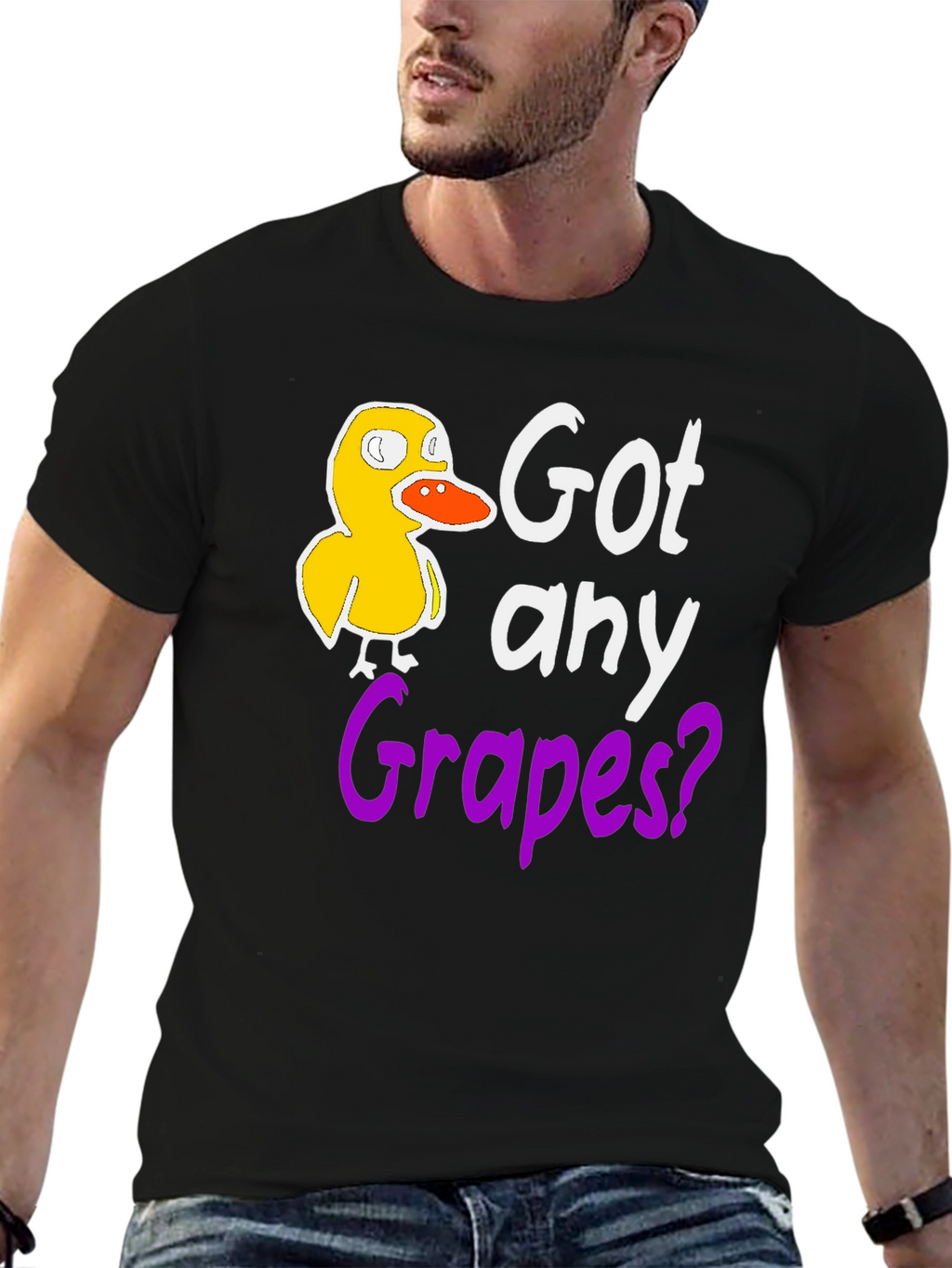 Got Any Grapes? Funny Duck Black T-Shirt