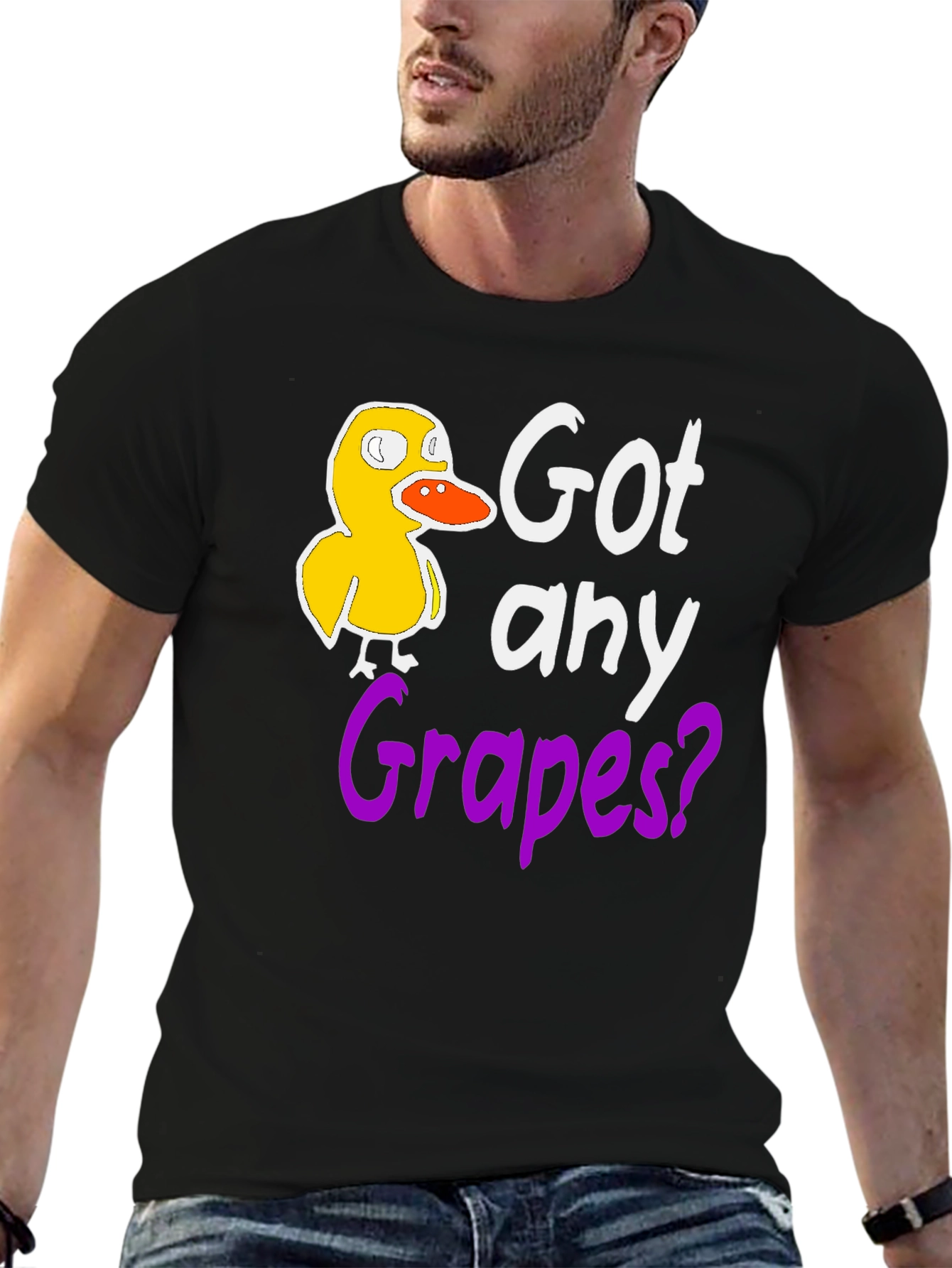 Got Any Grapes? Funny Duck Black T-Shirt