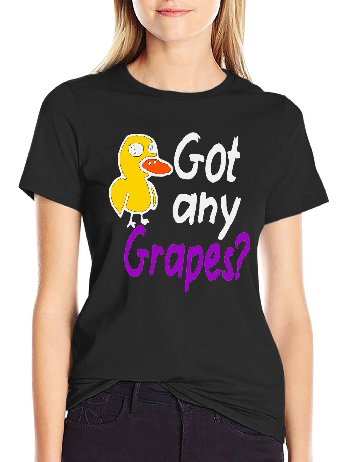 Got Any Grapes? Funny Duck Black T-Shirt