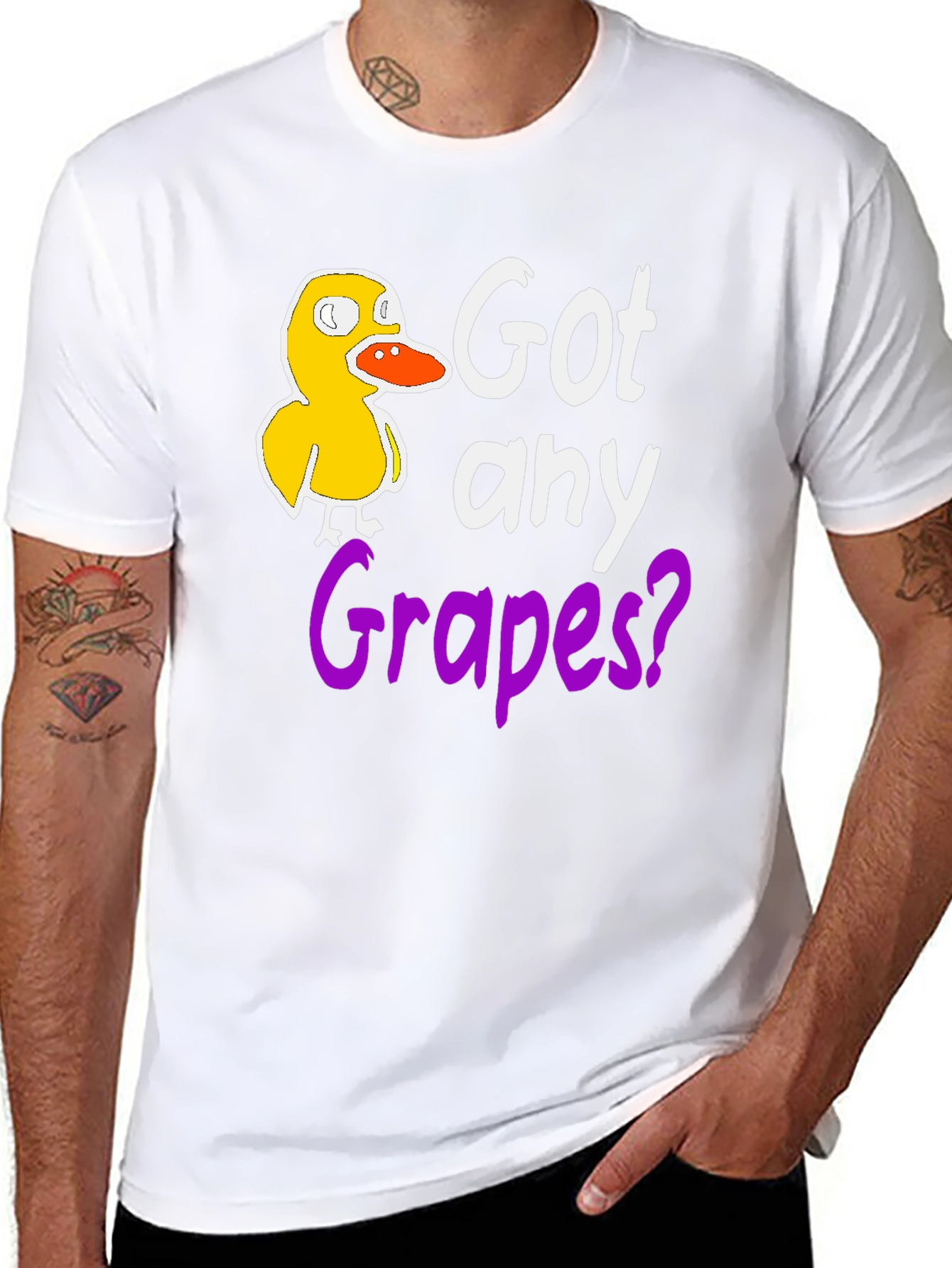 Got Any Grapes? Funny Duck Black T-Shirt