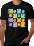 Pop Art Cat Graphic Black T-Shirt