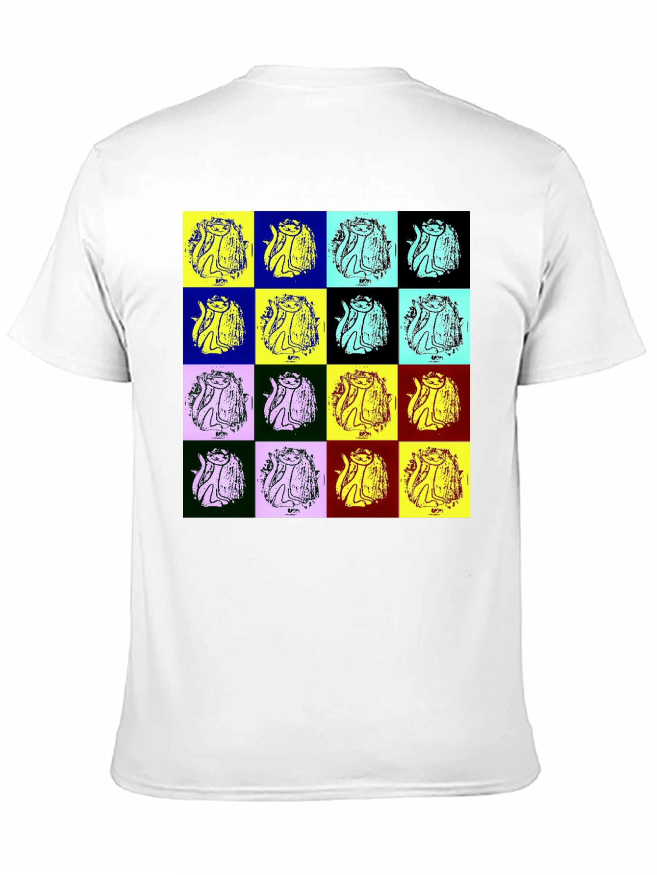 Pop Art Cat Graphic Black T-Shirt