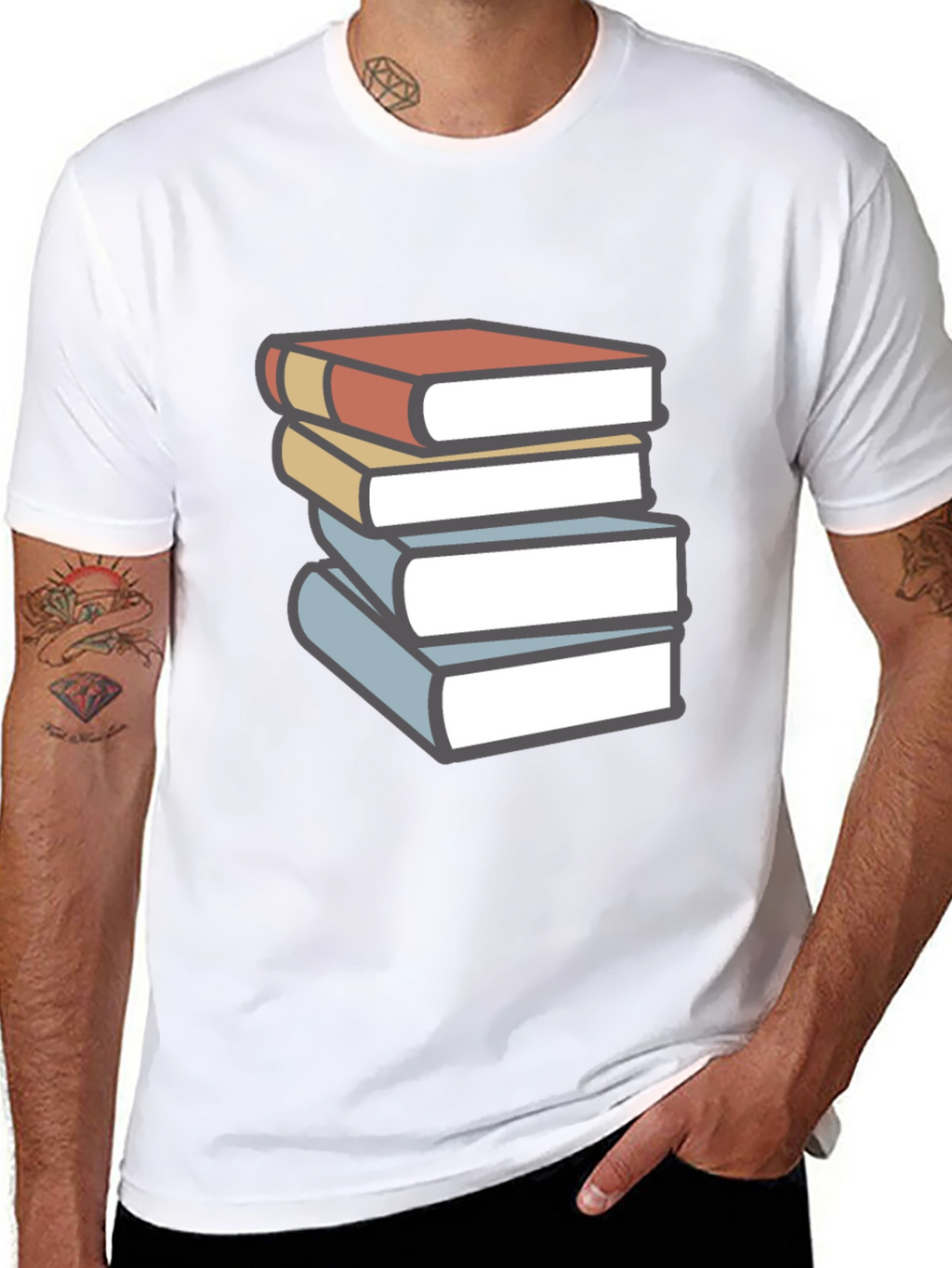 Book Lovers T-Shirt - Stack of Books Graphic Tee