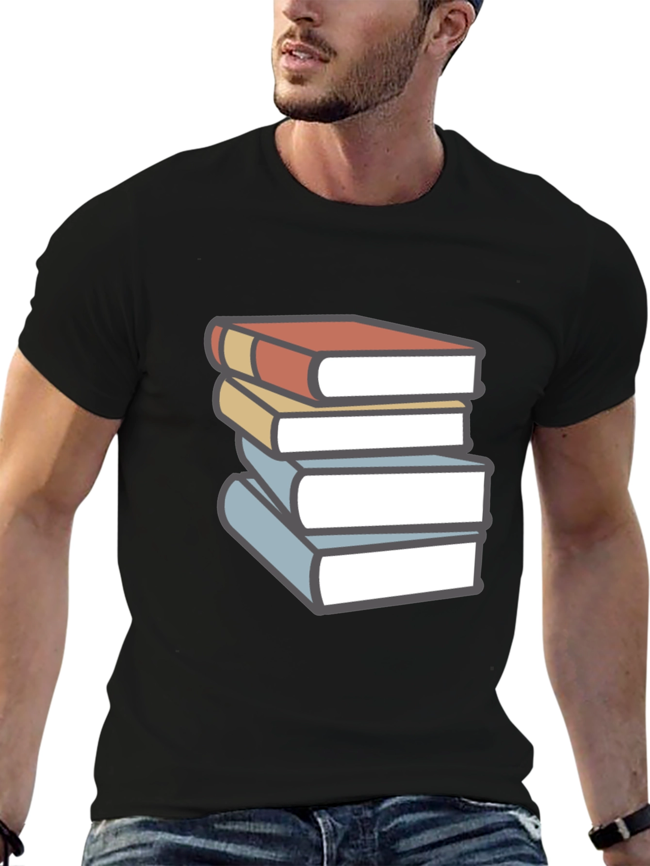 Book Lovers T-Shirt - Stack of Books Graphic Tee