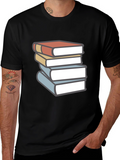 Book Lovers T-Shirt - Stack of Books Graphic Tee