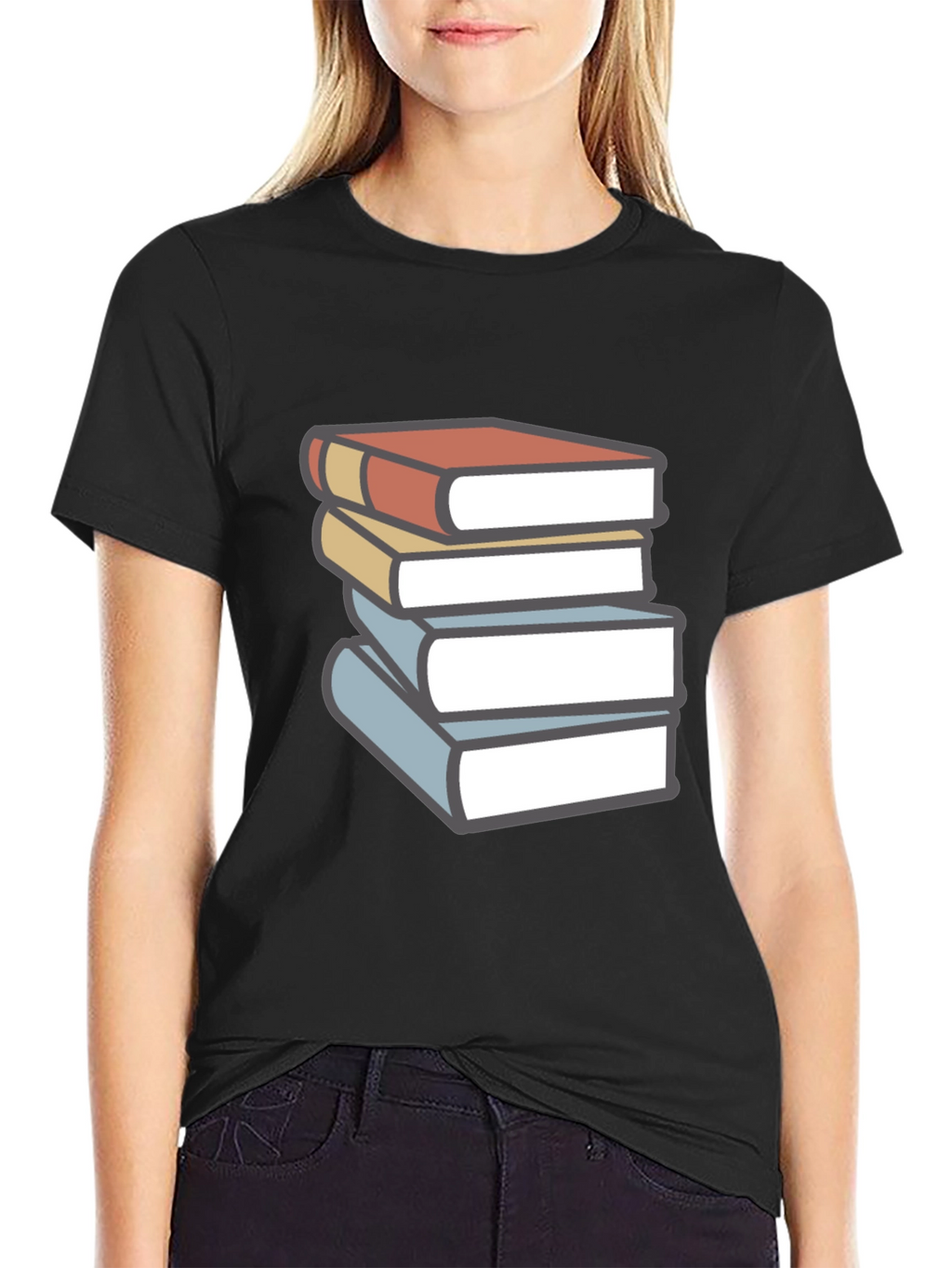 Book Lovers T-Shirt - Stack of Books Graphic Tee