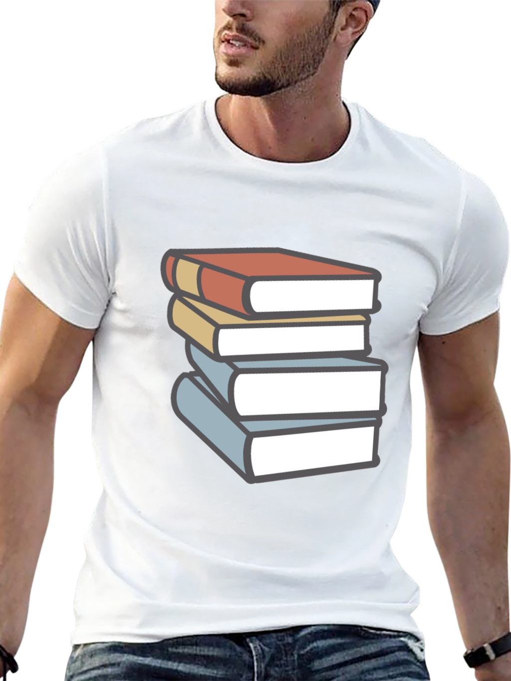 Book Lovers T-Shirt - Stack of Books Graphic Tee