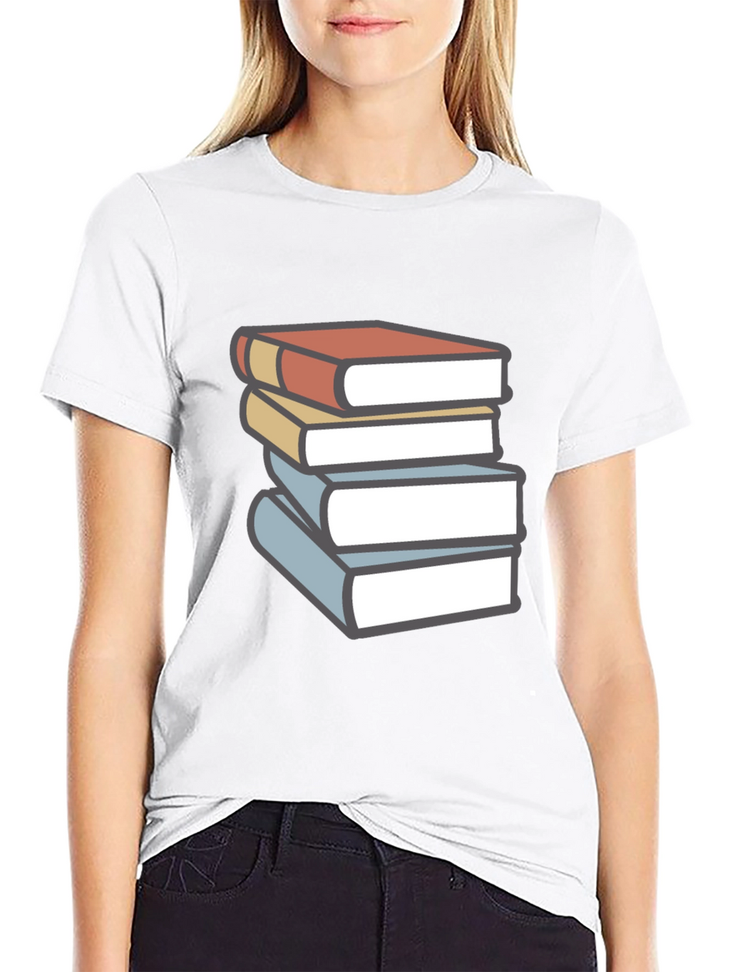 Book Lovers T-Shirt - Stack of Books Graphic Tee