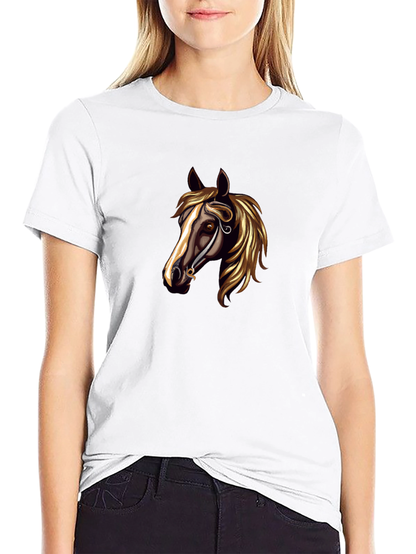 Horse Head Graphic Black T-Shirt