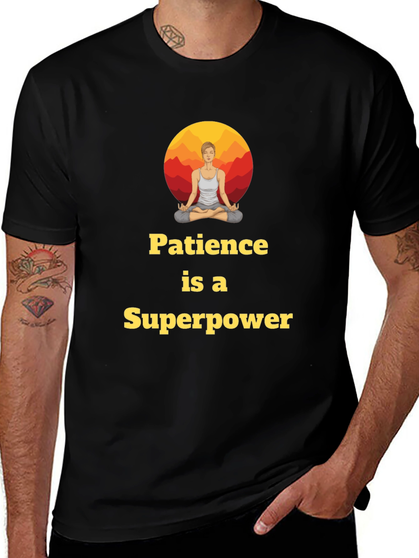 Patience Superpower Yoga Black T-Shirt