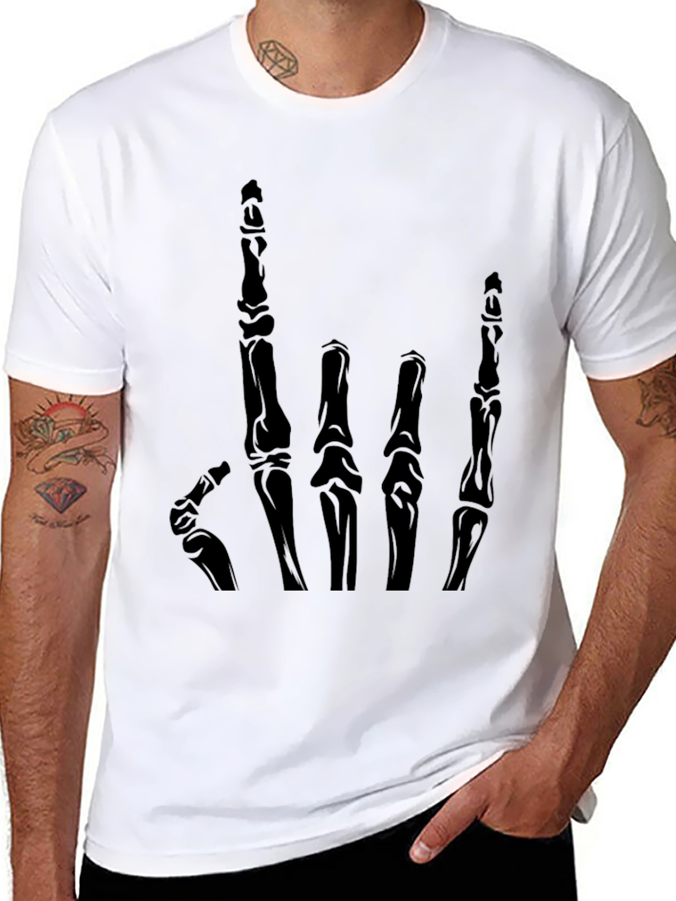 Skeleton Hand Graphic T-Shirt - Black
