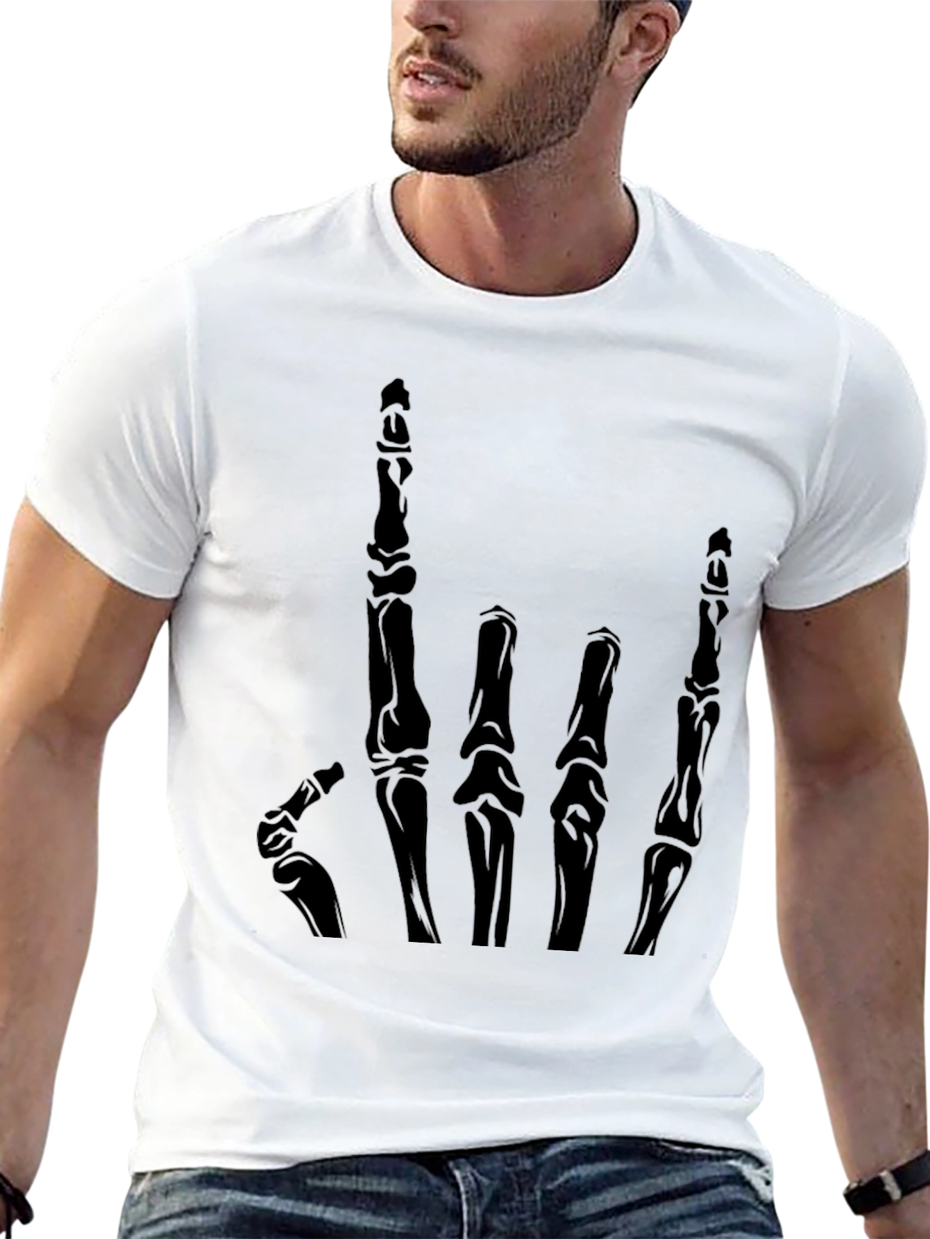 Skeleton Hand Graphic T-Shirt - Black