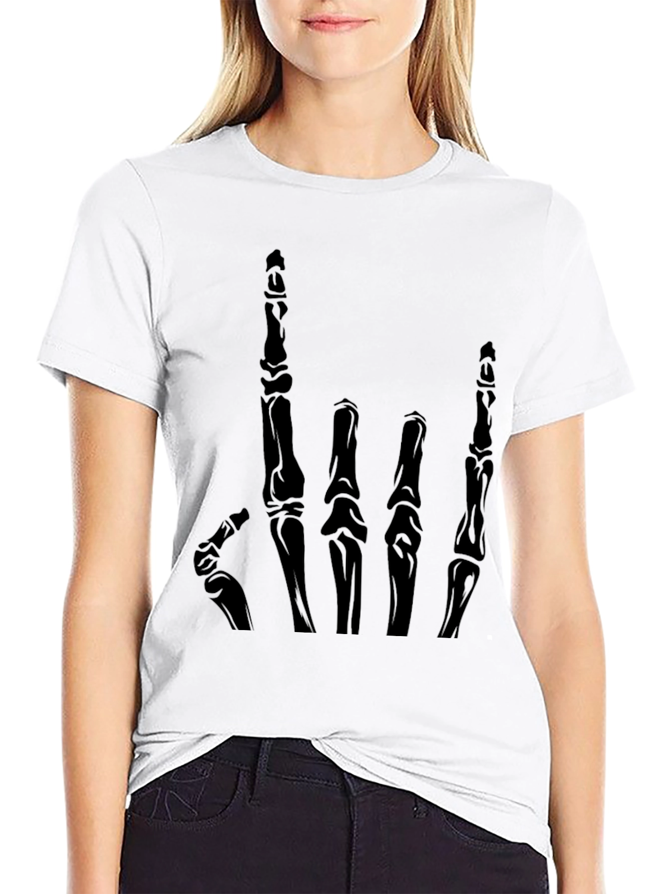 Skeleton Hand Graphic T-Shirt - Black