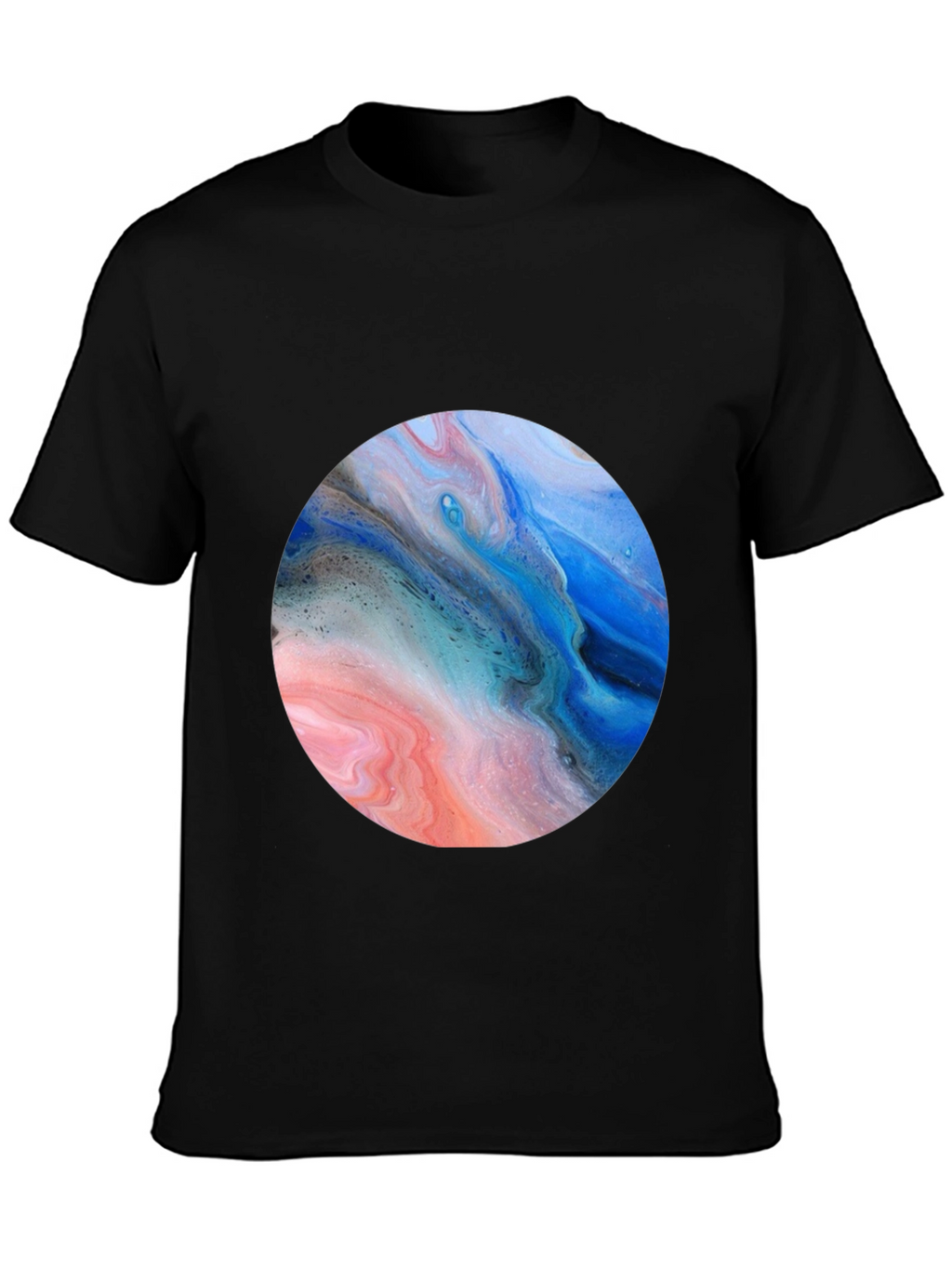 Abstract Swirl Circle Graphic Black T-Shirt
