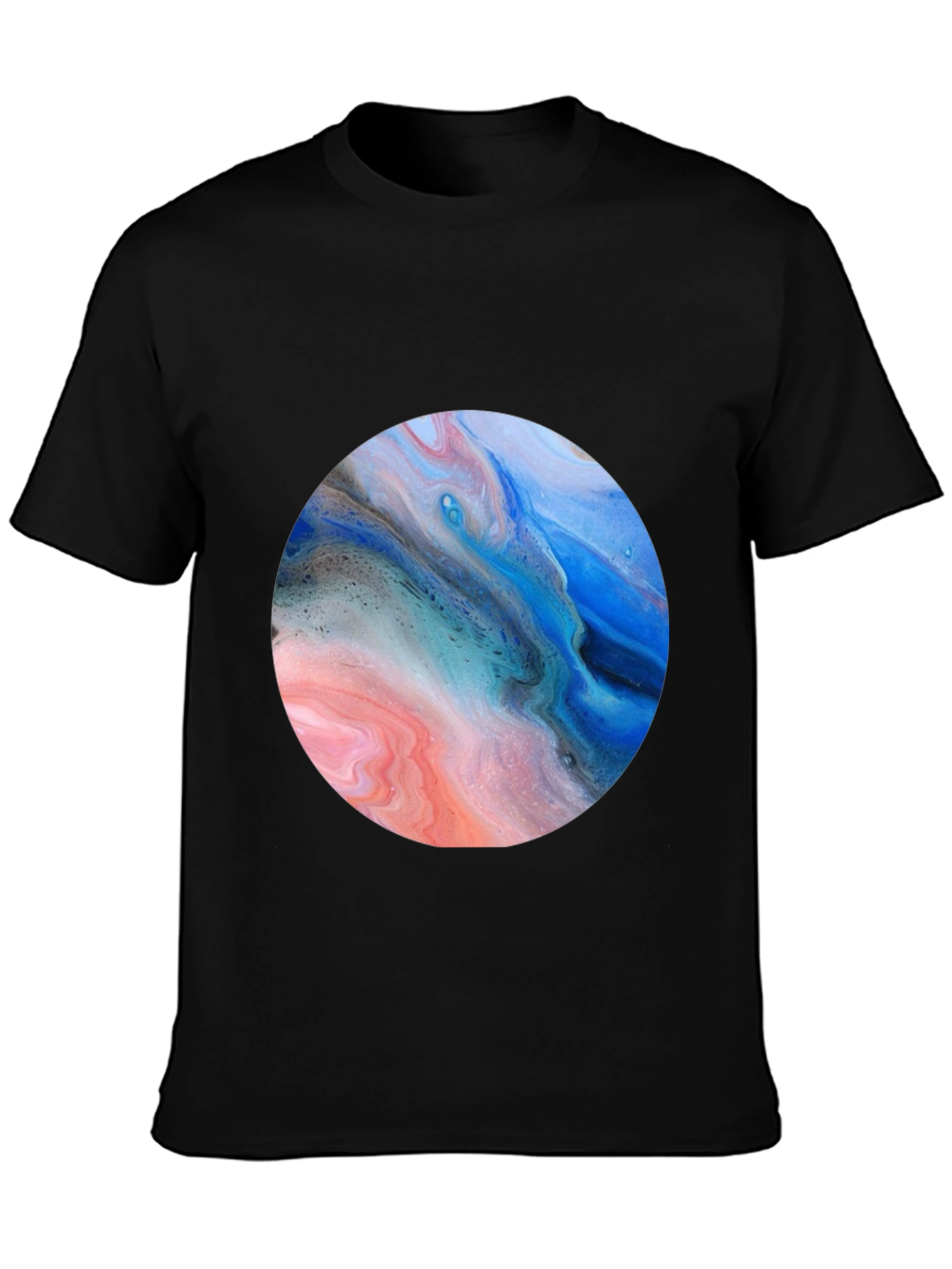 Abstract Swirl Circle Graphic Black T-Shirt