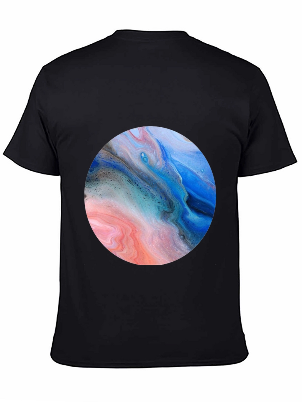 Abstract Swirl Circle Graphic Black T-Shirt