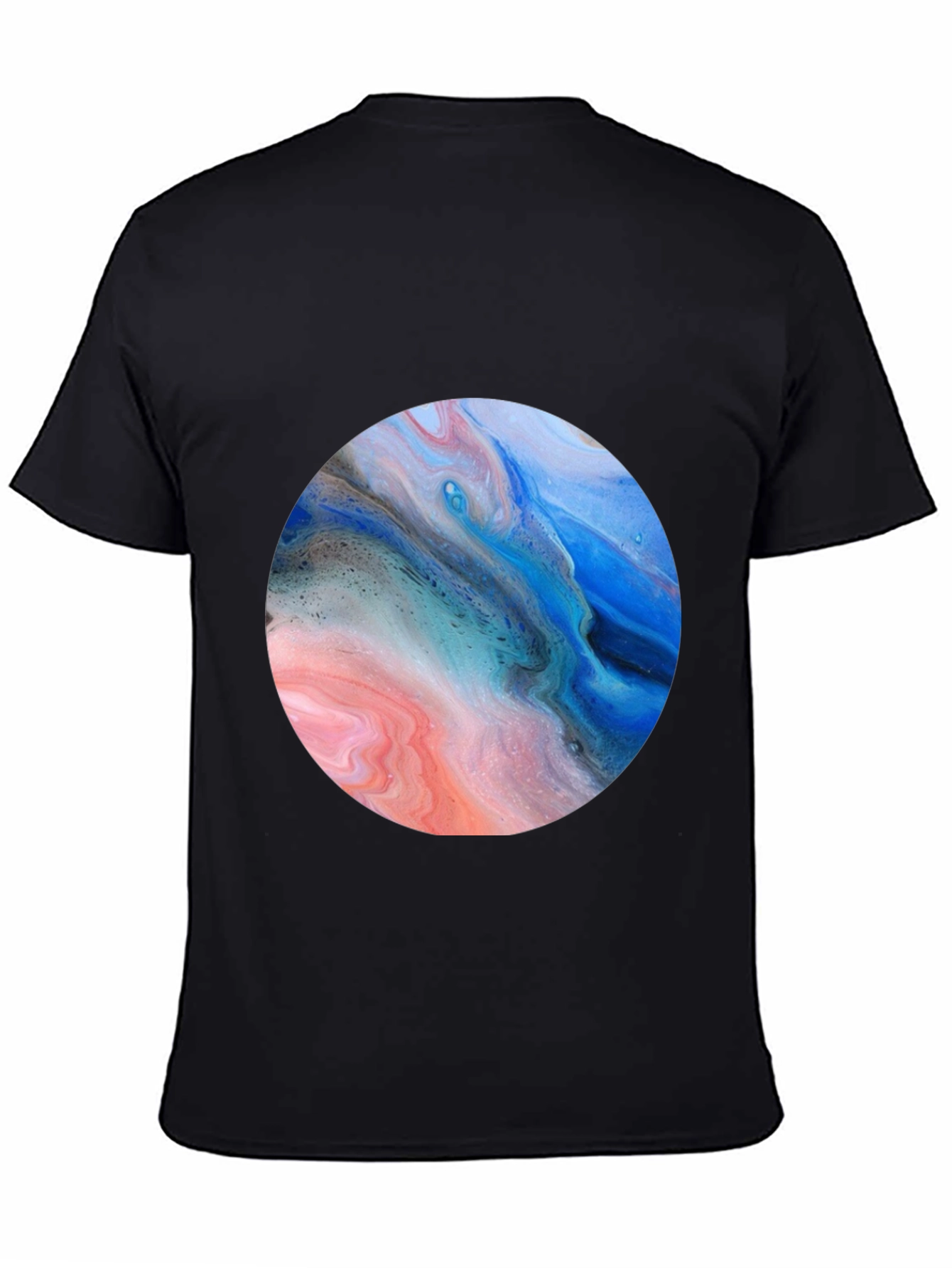 Abstract Swirl Circle Graphic Black T-Shirt