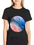 Abstract Swirl Circle Graphic Black T-Shirt