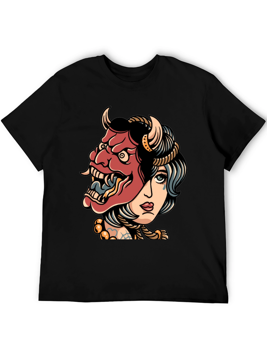 Devil Mask Girl T-Shirt - Edgy Graphic Tee