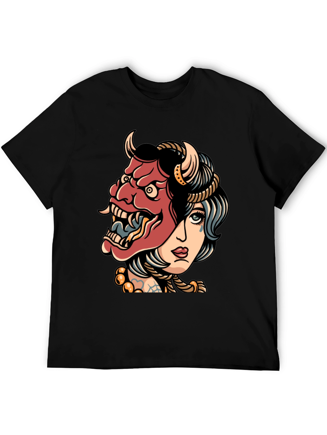 Devil Mask Girl T-Shirt - Edgy Graphic Tee