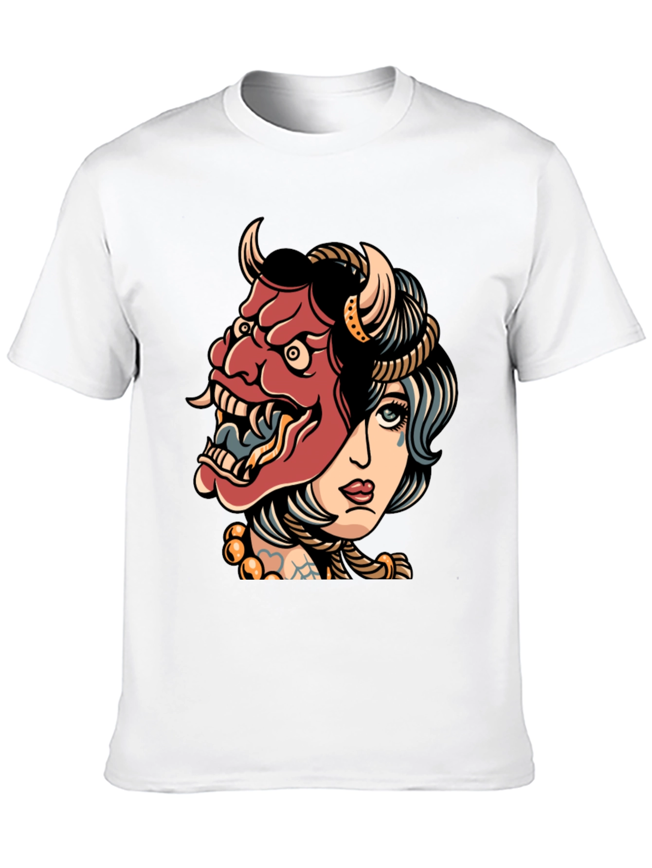 Devil Mask Girl T-Shirt - Edgy Graphic Tee