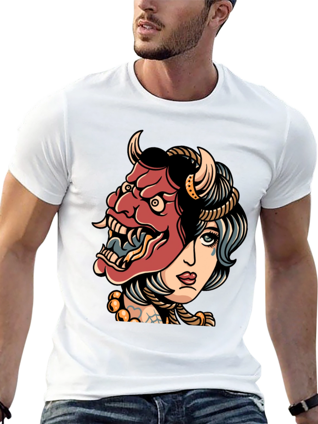 Devil Mask Girl T-Shirt - Edgy Graphic Tee