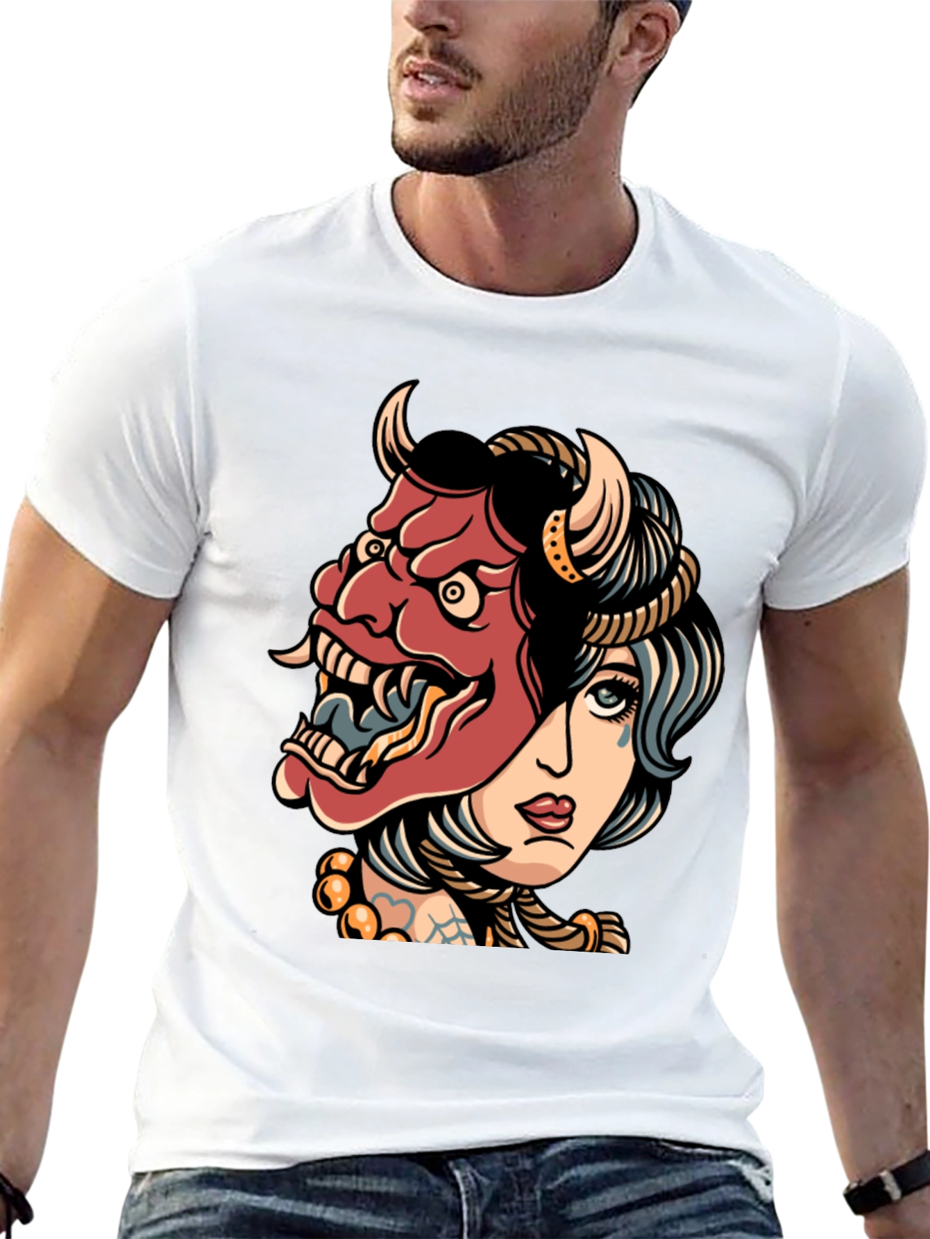 Devil Mask Girl T-Shirt - Edgy Graphic Tee