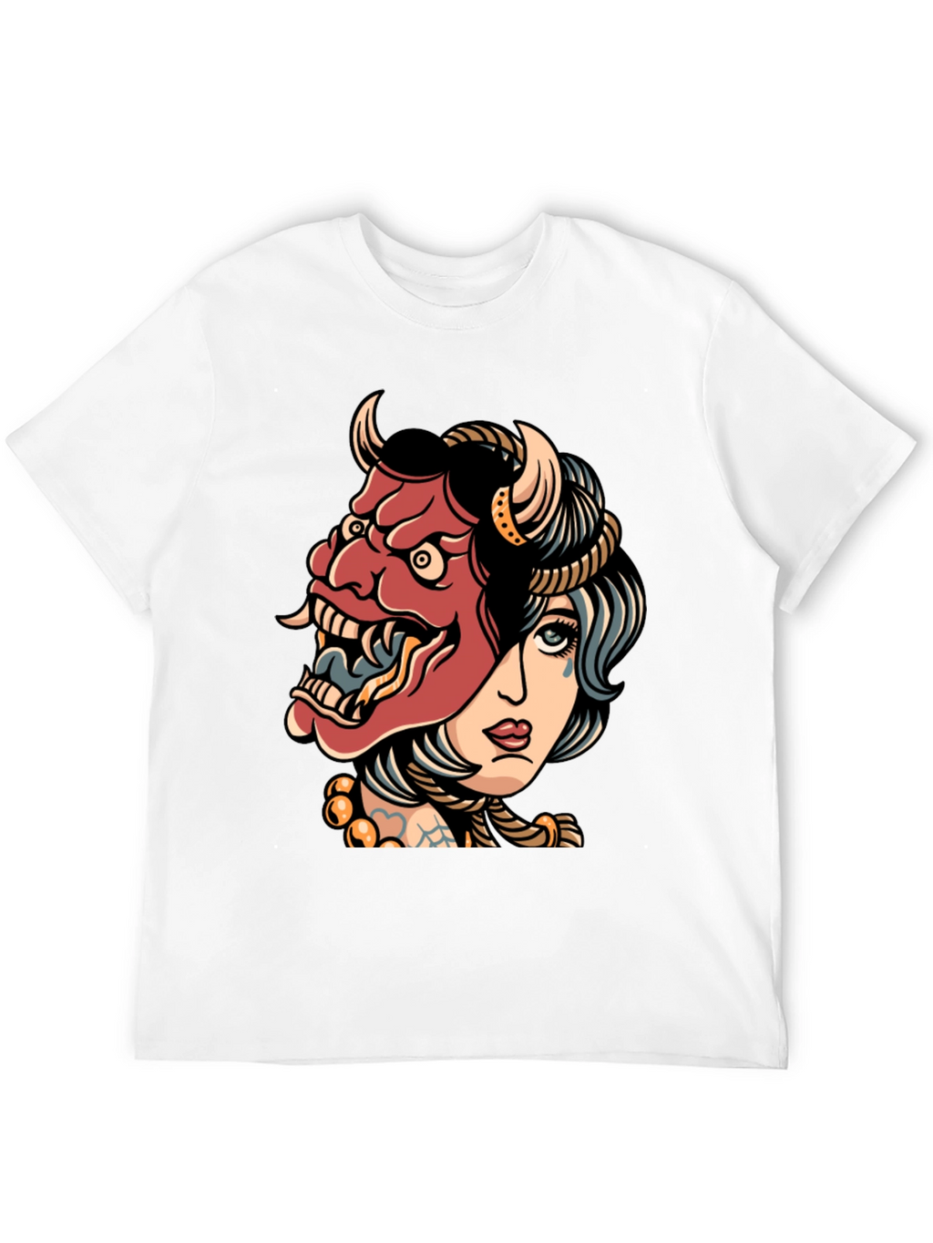 Devil Mask Girl T-Shirt - Edgy Graphic Tee