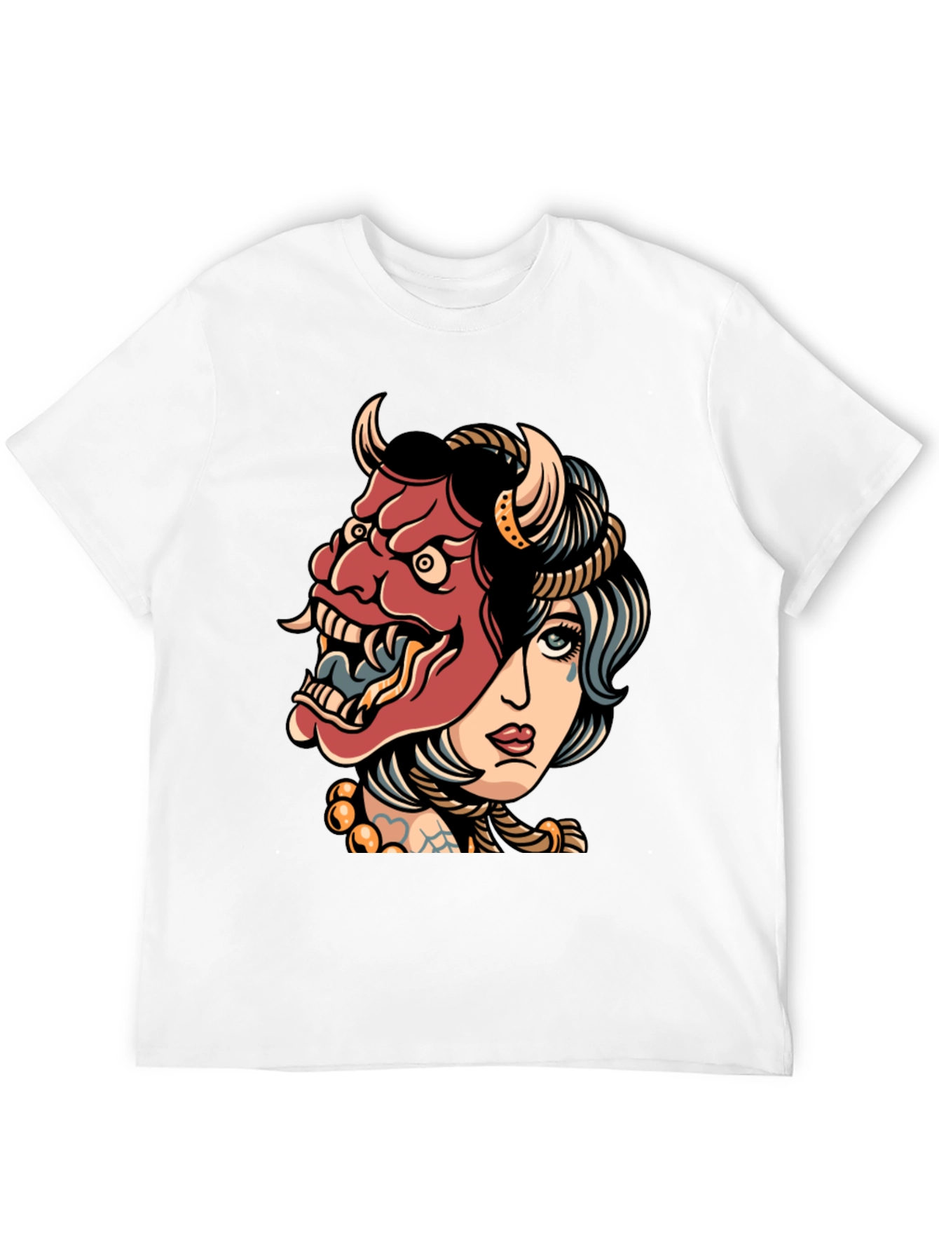 Devil Mask Girl T-Shirt - Edgy Graphic Tee