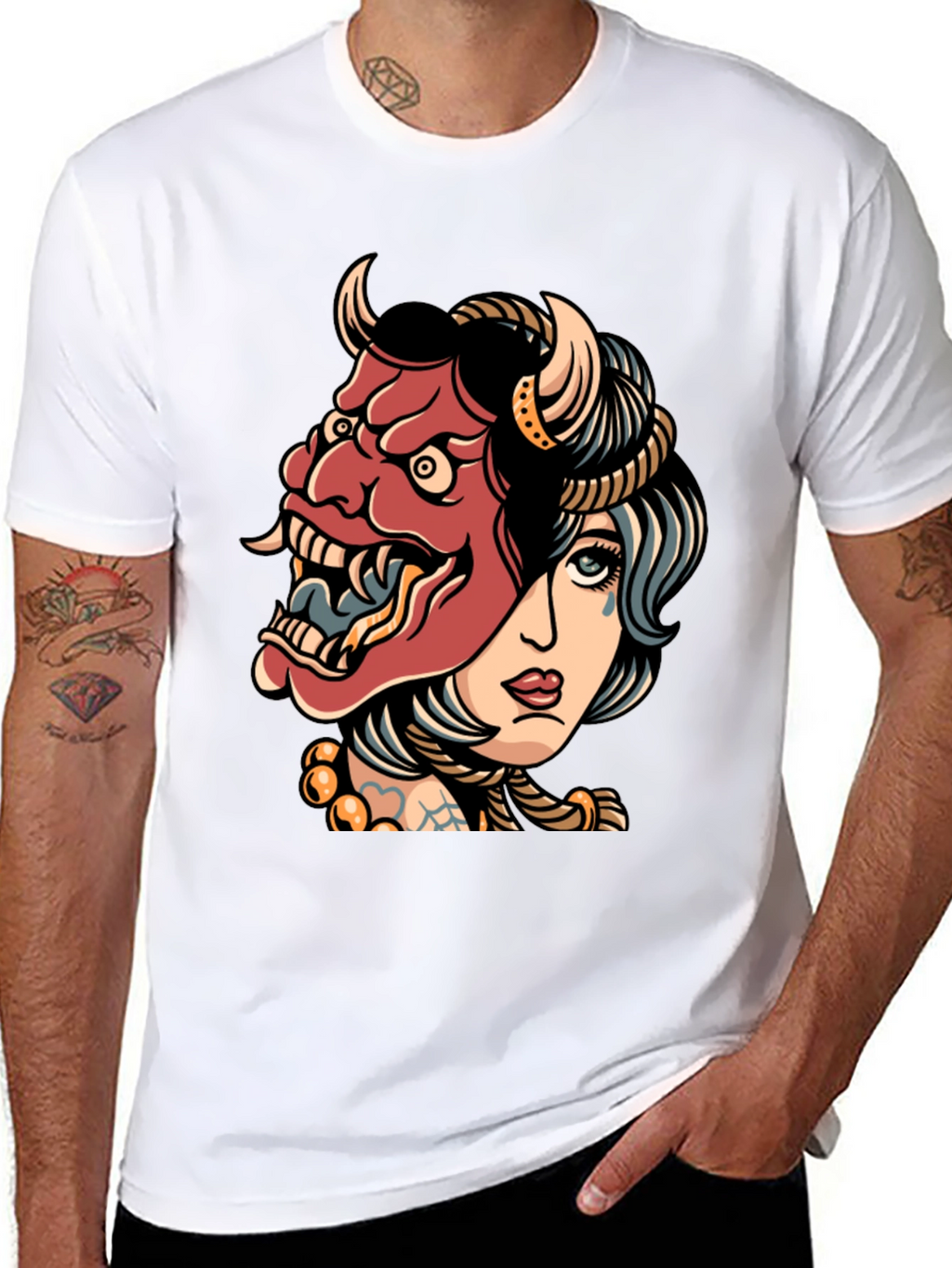 Devil Mask Girl T-Shirt - Edgy Graphic Tee